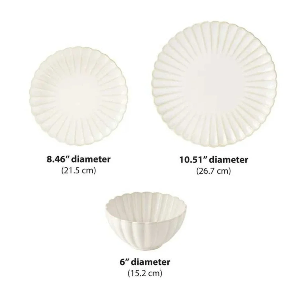 The Pioneer Woman 12-Piece Stoneware Dinnerware Set Cream